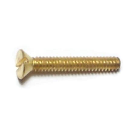 Midwest Fastener #4-40 x 1/2 in Slotted Flat Machine Screw, Plain Brass, 48 PK 62154